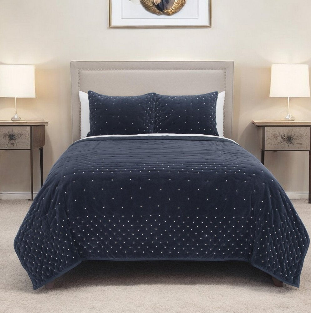 Indigo Polka Dots King Quilt