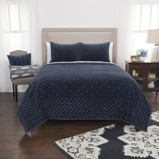 Indigo Polka Dots King Quilt