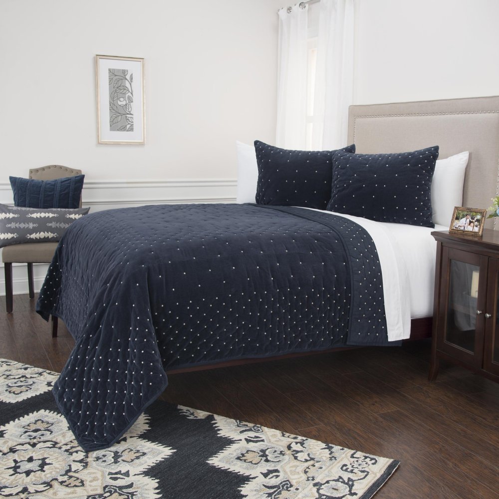 Indigo Polka Dots King Quilt
