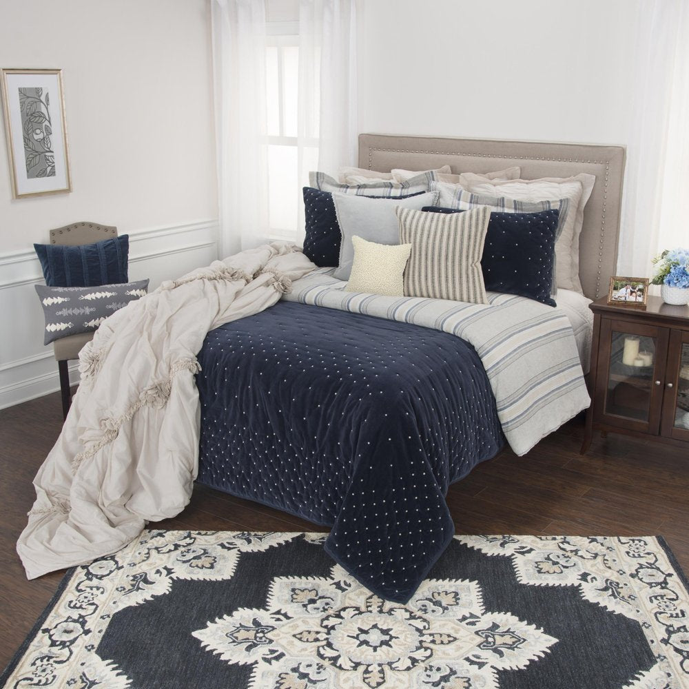 Indigo Polka Dots Queen Quilt