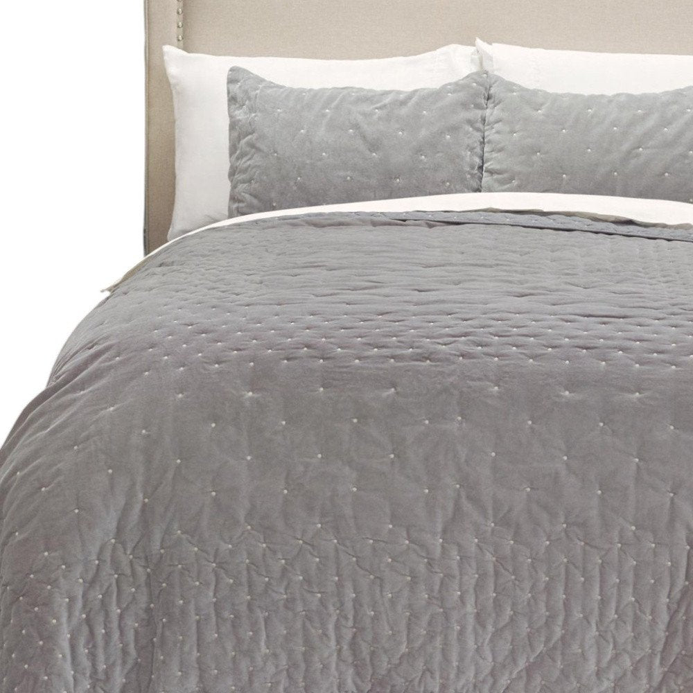 Gray Polka Dots King Quilt