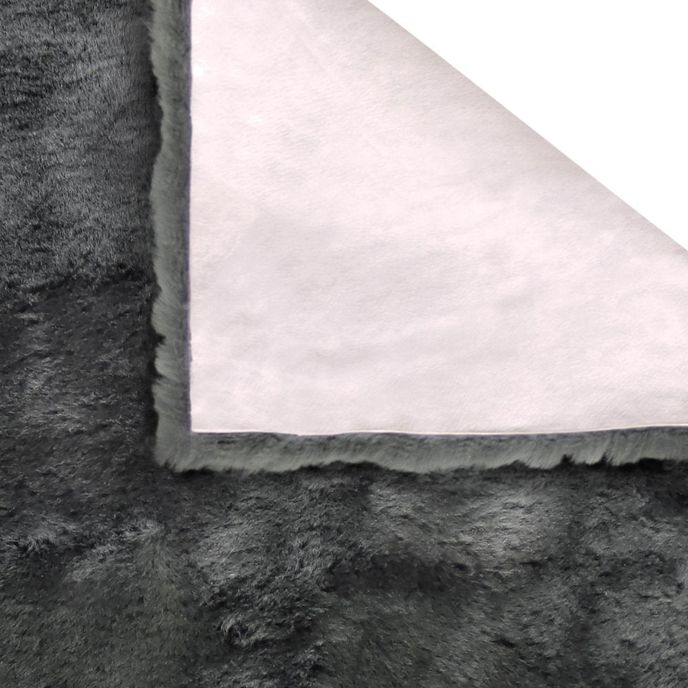 46" X 26" Charcoal Faux Fur Throw Blanket