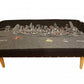 38" Gray Wool and Brown Ottoman