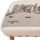 38" Cream Wool and Brown Ottoman