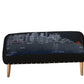 38" Gray Wool and Brown Ottoman