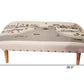 38" Cream Wool and Brown Ottoman