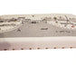 38" Cream Wool and Brown Ottoman