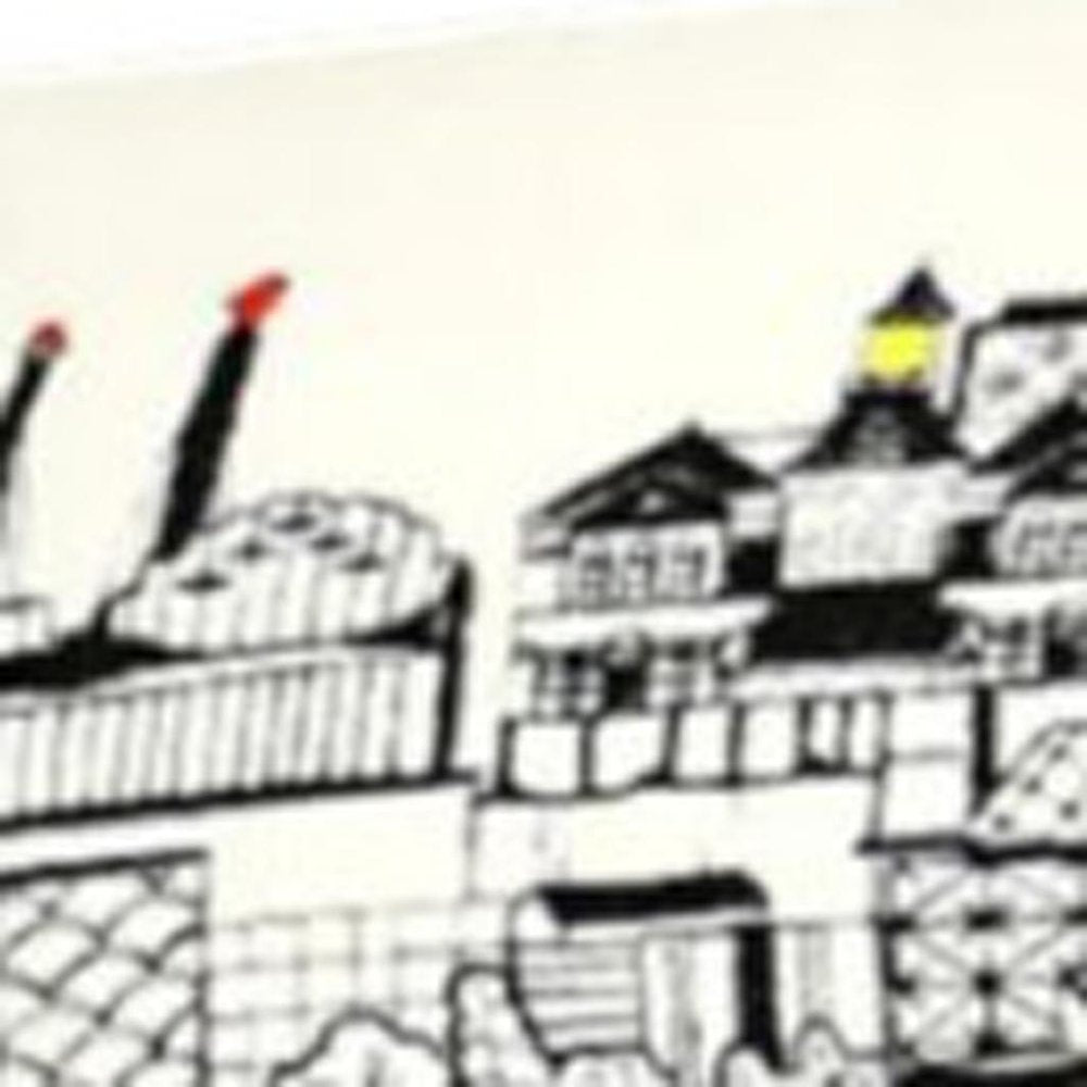 38" Cream Wool And Brown Ottoman