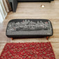 38" Black Wool and Brown Ottoman