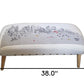 38" Cream And Natural Boston Daytime Skyline Embroidered Ottoman