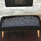 38" Gray Wool and Brown Ottoman