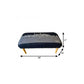 38" Gray Wool and Brown Ottoman