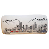 38" Cream Wool and Brown Ottoman