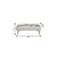 38" Cream Wool and Brown Ottoman