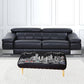 38" Gray Wool and Brown Ottoman