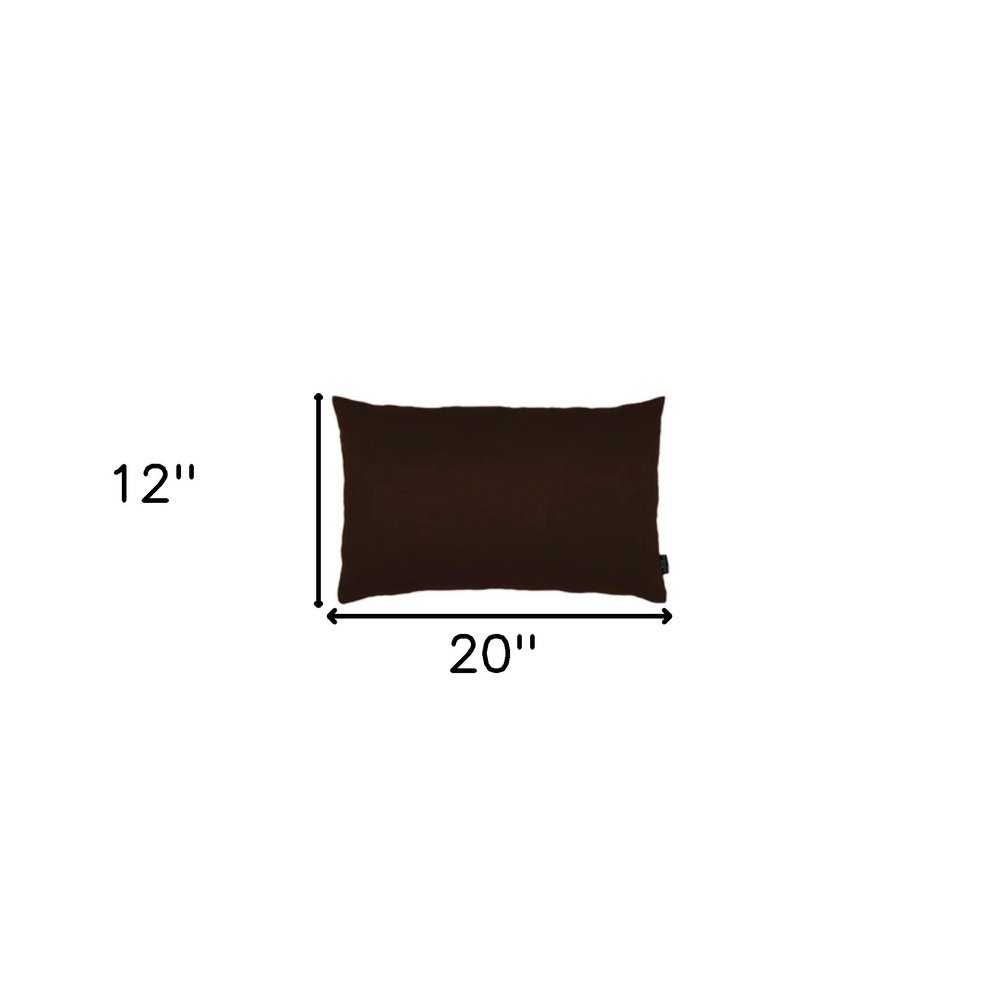Set Of Two 12" X 20" Brown Zippered Polyester Lumbar Pillow Cover