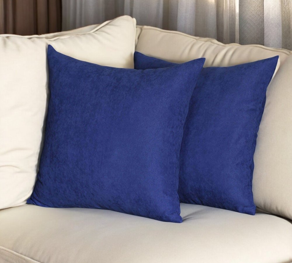 Set of Two 20" Navy Blue Fabric Throw Pillow Covers