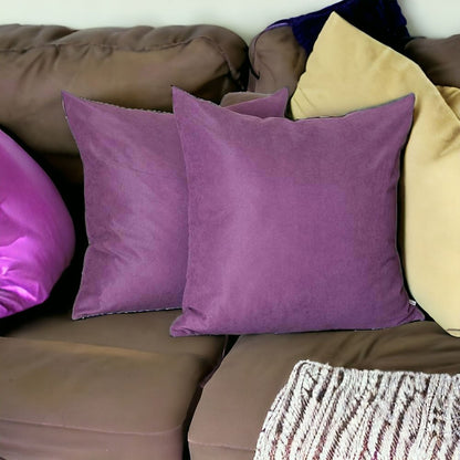 Set of Two 22" Purple Fabric Throw Pillow Covers