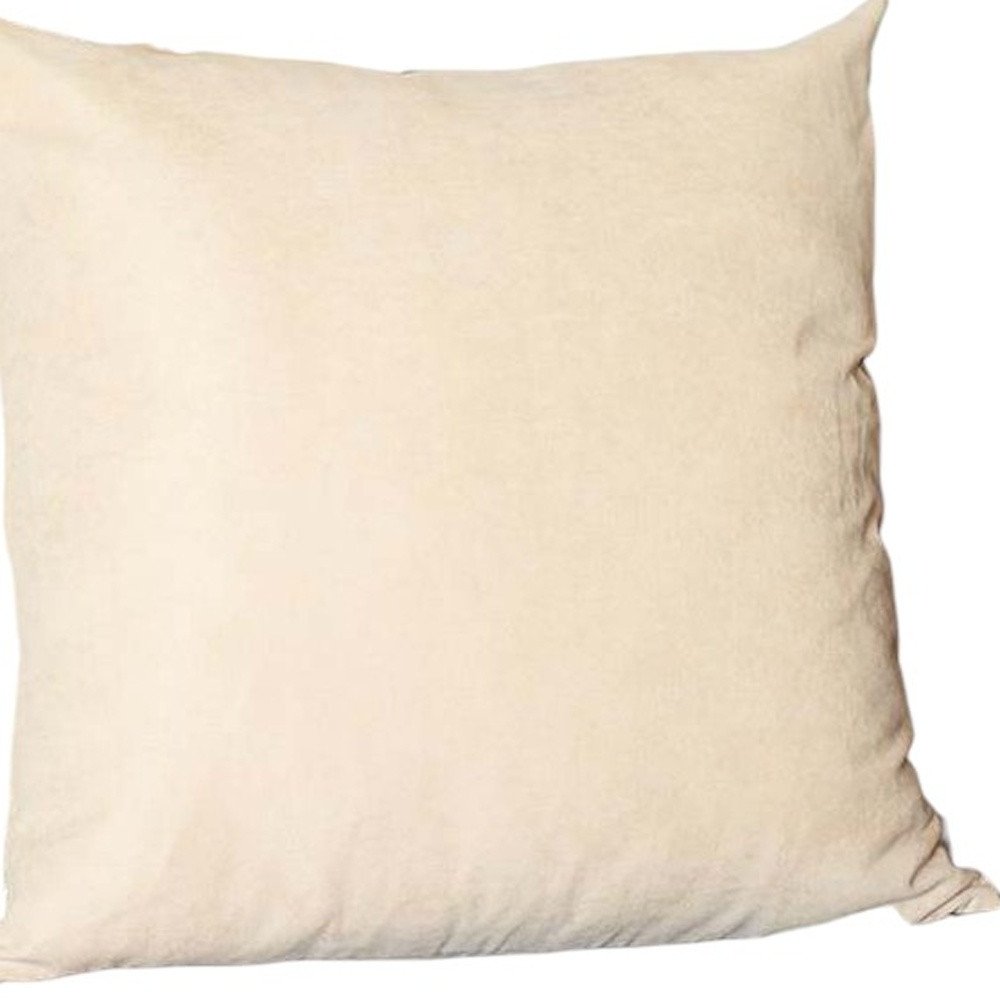 Set Of Two 22" X 22" Beige Polyester Zippered Pillow Cover