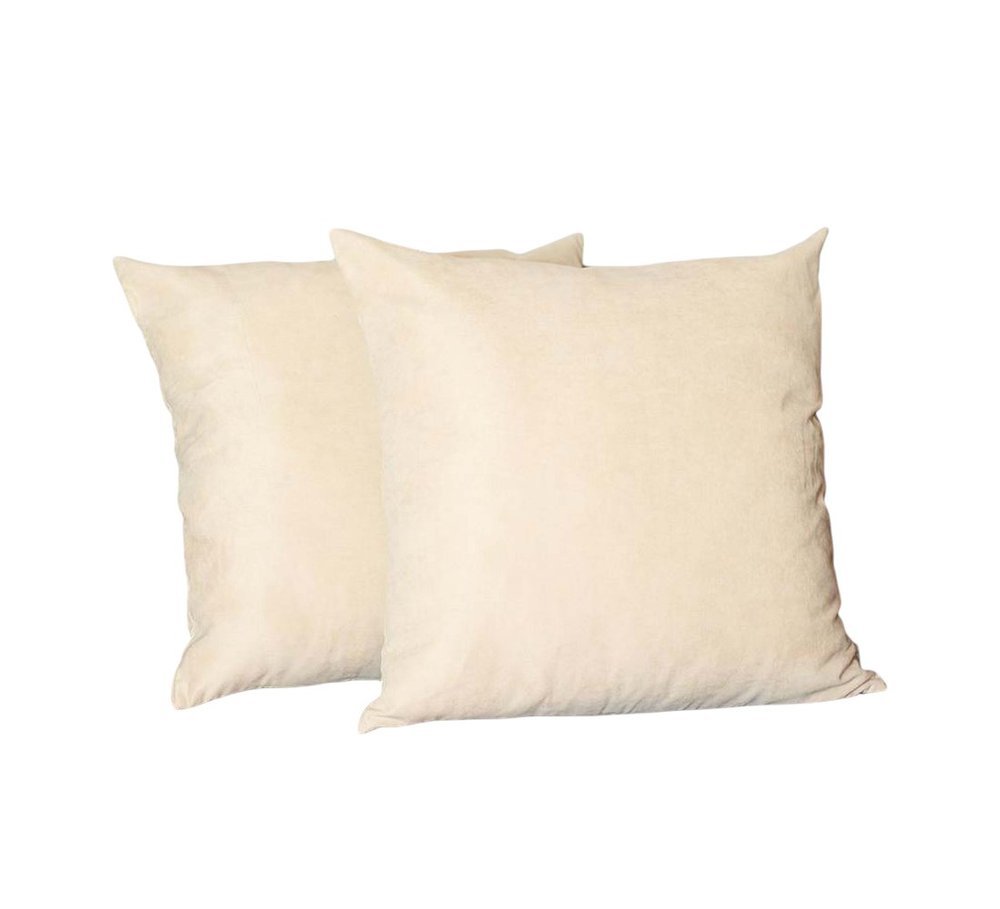 Set Of Two 22" X 22" Beige Polyester Zippered Pillow Cover