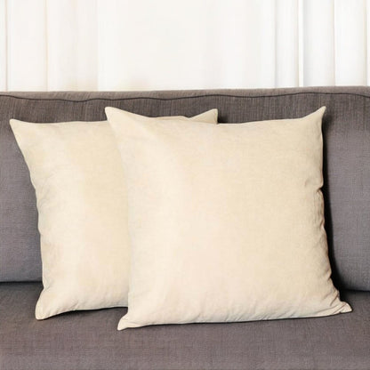 Set Of Two 22" X 22" Beige Polyester Zippered Pillow Cover