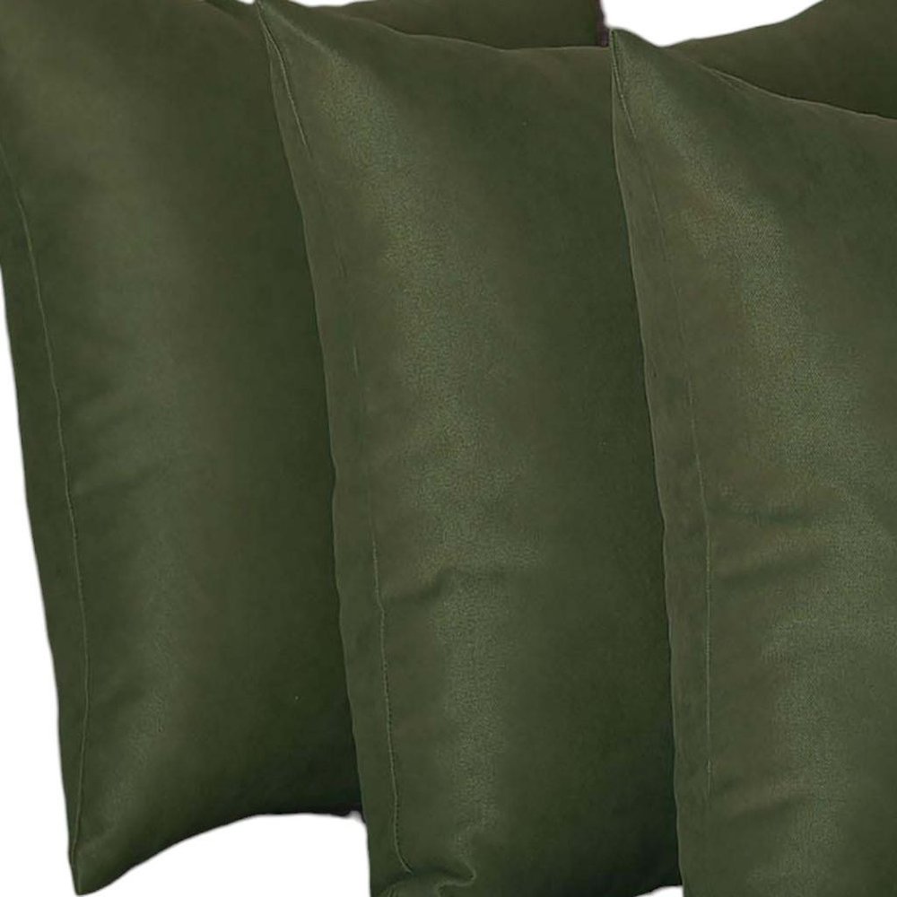 Set Of Four 17" X 17" Fern Green Polyester Zippered Pillow Cover