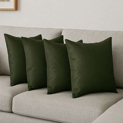 Set Of Four 17" X 17" Fern Green Polyester Zippered Pillow Cover