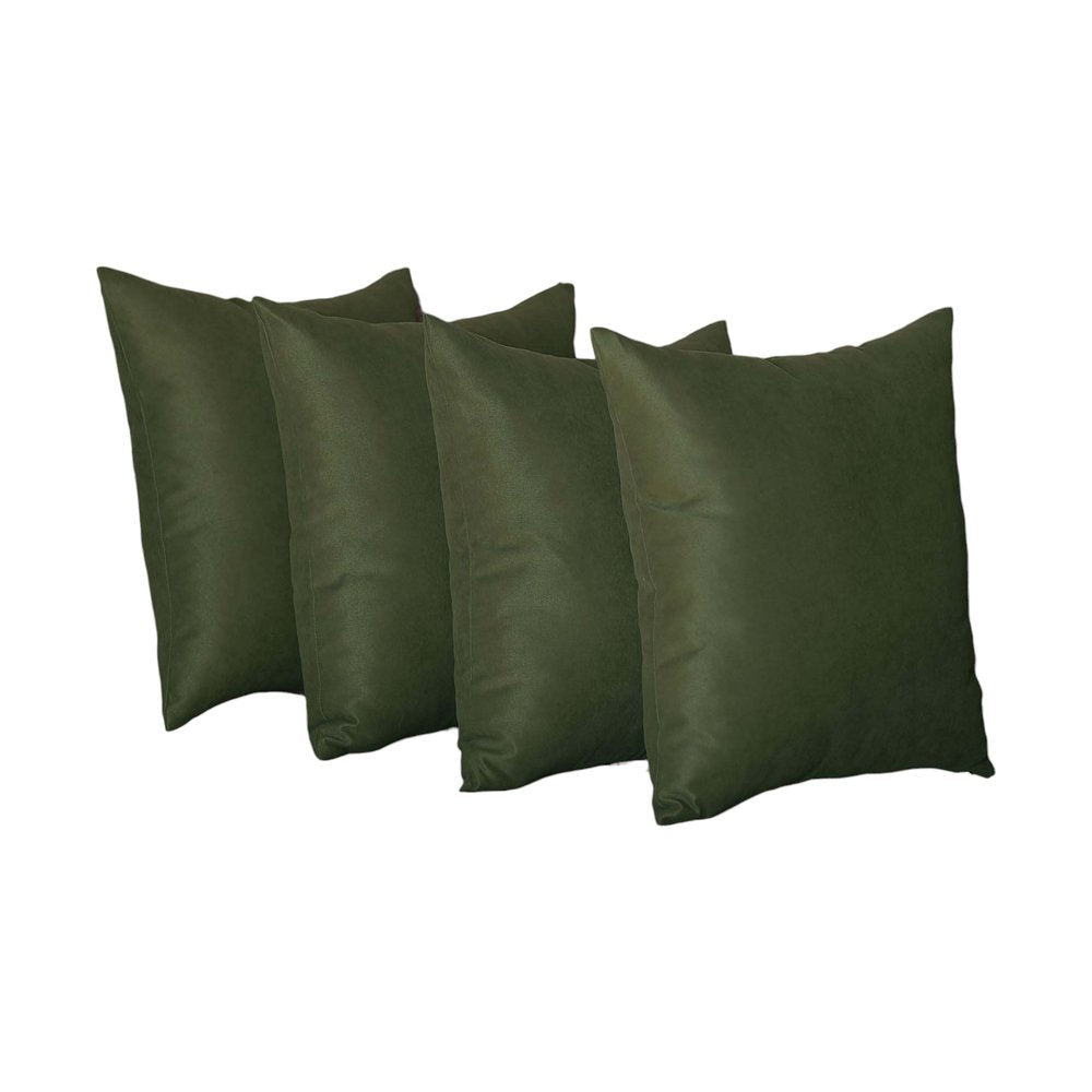 Set Of Four 18" X 18" Fern Green Polyester Zippered Pillow Cover