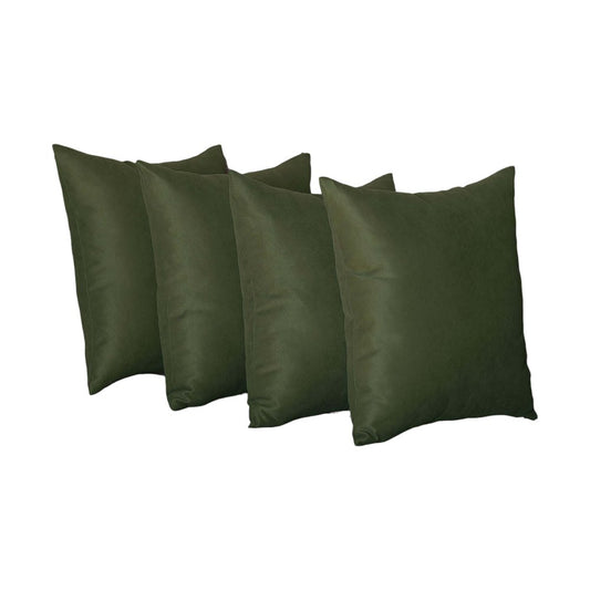 Set Of Four 18" X 18" Fern Green Polyester Zippered Pillow Cover