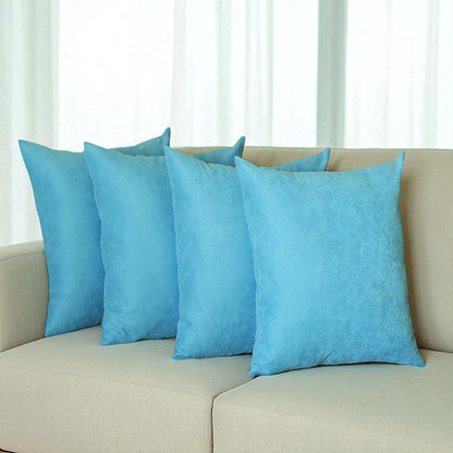 Set Of Four 18" X 18" Sky Blue Polyester Zippered Pillow Cover