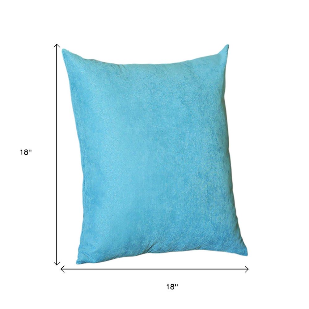 Set Of Four 18" X 18" Sky Blue Polyester Zippered Pillow Cover