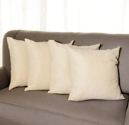 Set Of Four 22" X 22" Beige Polyester Zippered Pillow Cover
