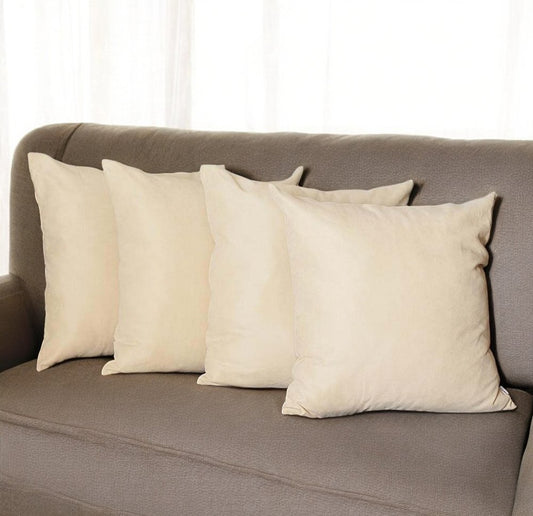 Set Of Four 22" X 22" Beige Polyester Zippered Pillow Cover