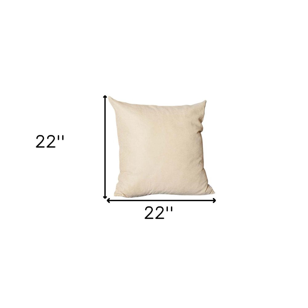 Set Of Four 22" X 22" Beige Polyester Zippered Pillow Cover