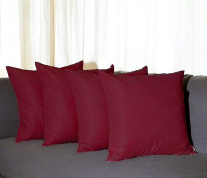 Set Of Four 26" X 26" Claret Red Polyester Zippered Pillow Cover