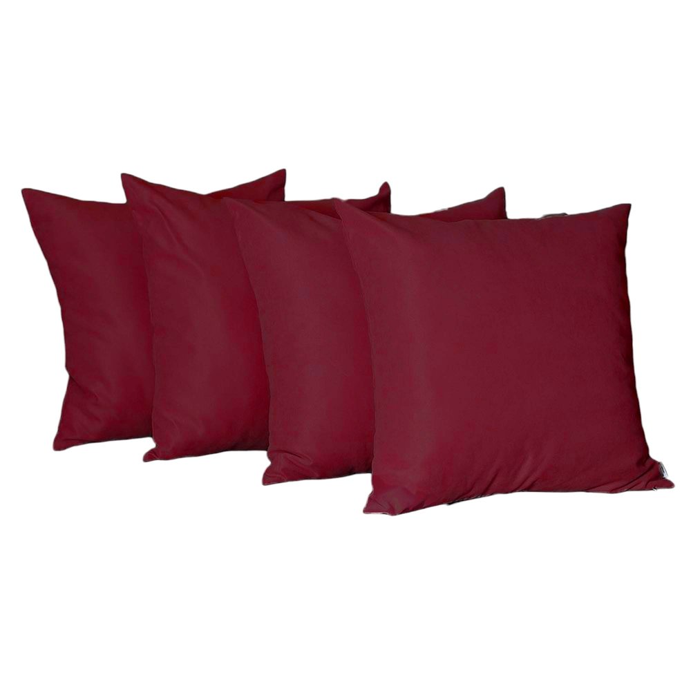 Set Of Four 26" X 26" Claret Red Polyester Zippered Pillow Cover