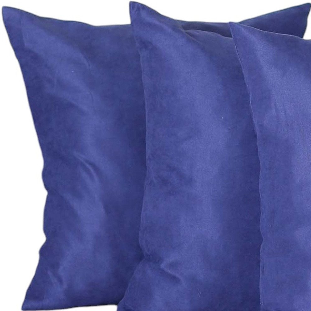 Set of Four 26" Navy Blue Fabric Euro Throw Pillow Covers