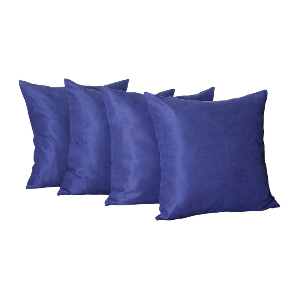 Set of Four 26" Navy Blue Fabric Euro Throw Pillow Covers