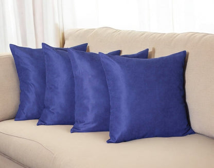 Set of Four 26" Navy Blue Fabric Euro Throw Pillow Covers