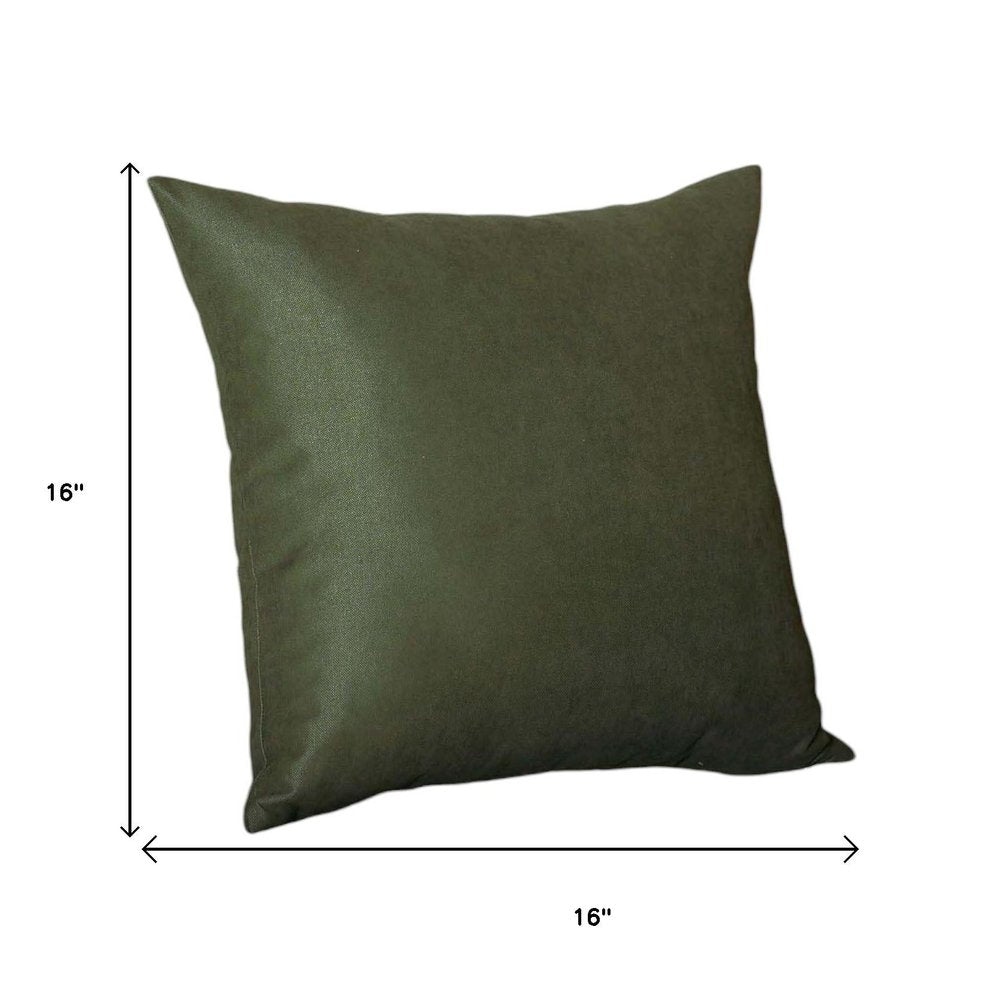 Set Of Two 16" X 16" Fern Green Polyester Zippered Pillow Cover