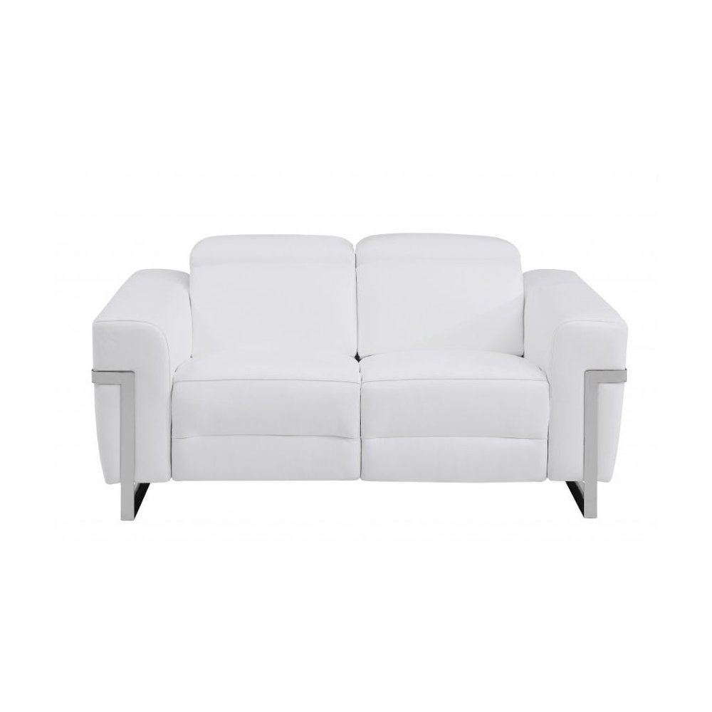 Three Piece White Italian Leather Six Person Seating Set