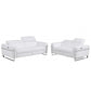 Two Piece White Italian Leather Five Person Seating Set