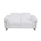 Two Piece White Italian Leather Five Person Seating Set
