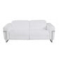 Two Piece White Italian Leather Five Person Seating Set