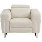 Three Piece Indoor Beige Italian Leather Six Person Seating Set