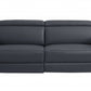 Three Piece Indoor Dark Gray Italian Leather Six Person Seating Set