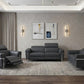 Three Piece Indoor Dark Gray Italian Leather Six Person Seating Set