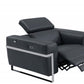 Three Piece Indoor Dark Gray Italian Leather Six Person Seating Set