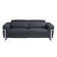 Two Piece Indoor Dark Gray Italian Leather Five Person Seating Set