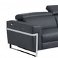 Two Piece Indoor Dark Gray Italian Leather Five Person Seating Set